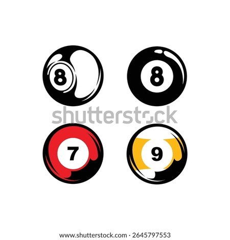 Billiard or Pool room Tournament Logo Design Illustration Vector