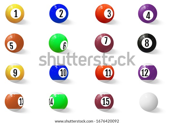 Billiard Pool Snooker Balls Numbers Isolated Stock Vector (Royalty Free ...