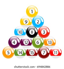 Billiard - Pool - Snooker Balls in Triangle Vector Set Isolated