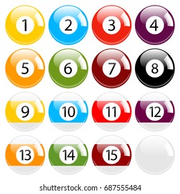 Billiard - Pool - Snooker Balls Vector Set Isolated