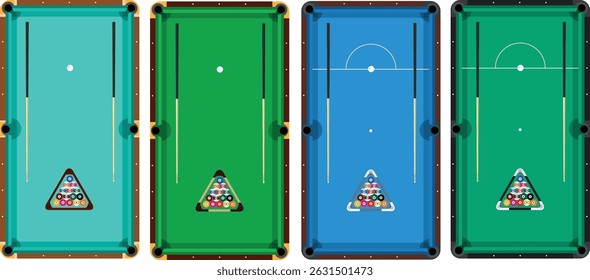 Billiard Pool Tables and Balls Vector Models