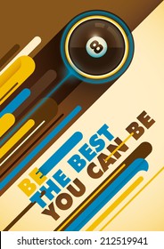 Billiard poster with abstract design. Vector illustration.