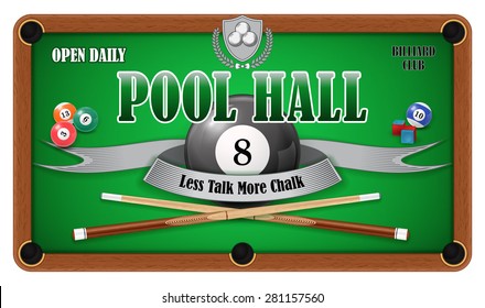 Billiard poster. Pool hall - Eight ball. EPS 10