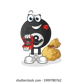 billiard propose and holding ring character. cartoon mascot vector