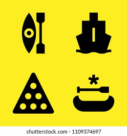billiard, ship, canoe and kayak vector icon set. Sample icons set for web and graphic design