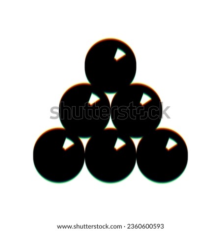 The billiard sign. Black Icon with vertical effect of color edge aberration at white background. Illustration.