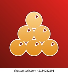 The billiard sign. Golden gradient Icon with contours on redish Background. Illustration.