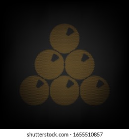 The billiard sign. Icon as grid of small orange light bulb in darkness. Illustration.