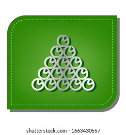 The billiard sign. Silver gradient line icon with dark green shadow at ecological patched green leaf. Illustration.
