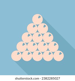 The billiard sign. Unbleached silk Icon with very long shadow at dark sky blue background. Illustration.