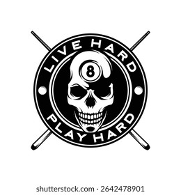 Billiard Skull Mascot Logo Design Illustration Vector