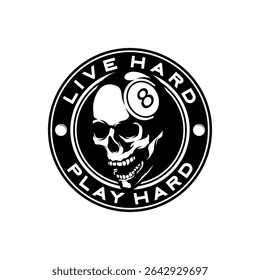 Billiard Skull Mascot Logo Design Illustration Vector