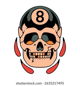 billiard skull tattoo vector design