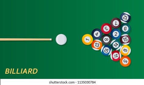 Billiard or snoker background. Good design template for banner, card, flyer. Vector illustration. 