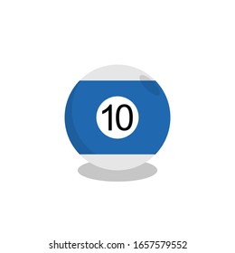 Billard-Snooker-Ball mit Nummer 10 und Schlagschatten. Vektorillustration. EPS10.