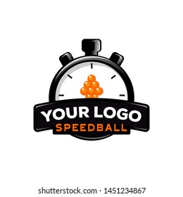 Billiard speed ball snooker time trial attack logo badge icon symbols in stopwatch time shape isolated vector illustration