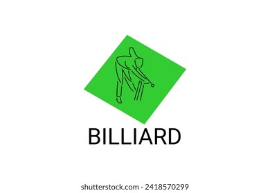 billiard sport vector line icon. playing billiard. sport pictogram, vector illustration.
