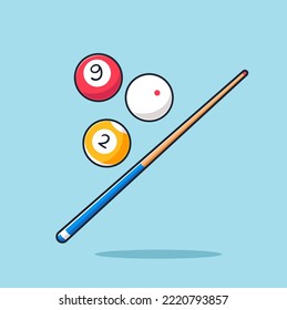 Billiard stick and balls sport icon illustration vector isolated
