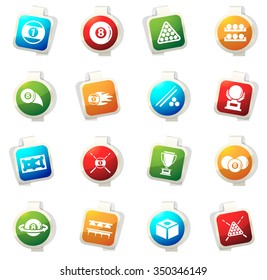 Billiard stickers label icon set