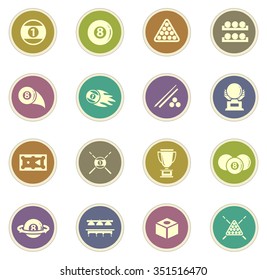 Billiard stickers label icon set