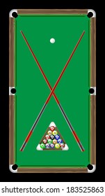 Billiard table with balls black