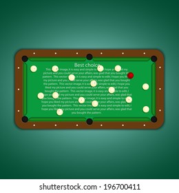 Billiard table with balls scattered