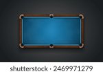 Billiard table with blue cloth on dark background. Empty pool table top view. Vector illustration.