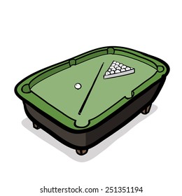 Billiard table. A children's sketch. Color image.