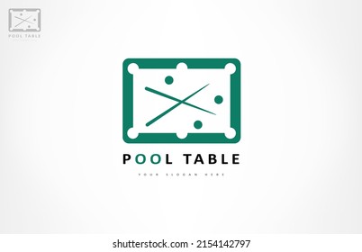 vector de logotipo de mesa de billar, cue y bolas de billar