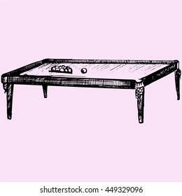  billiard table doodle style sketch illustration hand drawn vector