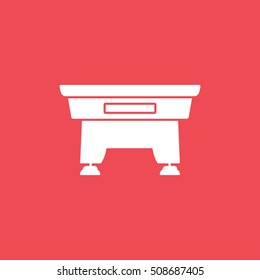 Billiard Table Flat Icon On Red Background