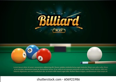 billiard table front view balls sport theme