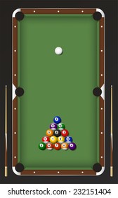 Billiard table game set vector cartoon 