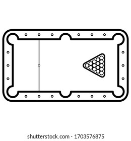 Icono de tabla de Billiard en diseño de estilo de contorno moderno. Ilustración vectorial plana aislada en fondo blanco.