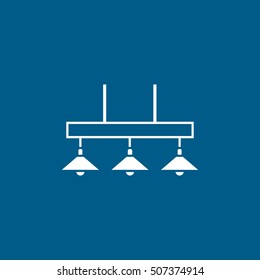 Billiard Table Lamp Flat Icon On Blue Background