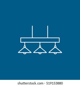 Billiard Table Lamp Flat Icon On Blue Background