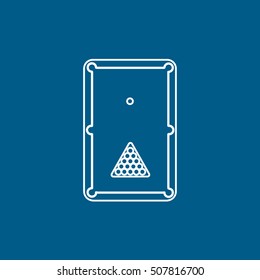 Billiard Table Line Icon On Blue Background