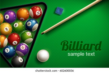 billiard table top view balls sport theme