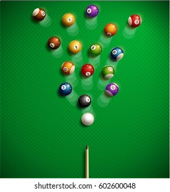 billiard table top view balls sport theme