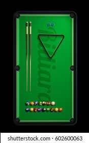 Billiard Table Top View Balls Sport Theme