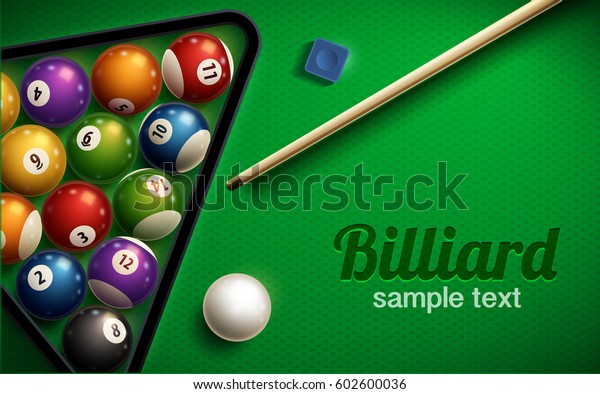 billiard table top view\
balls sport theme