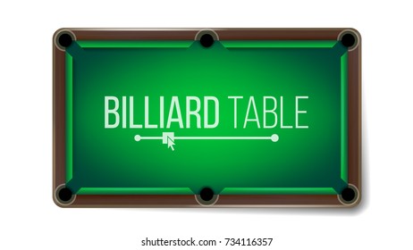 Billiard Table Vector. Classic Green Pool Table. Top View. Isolated Illustration

