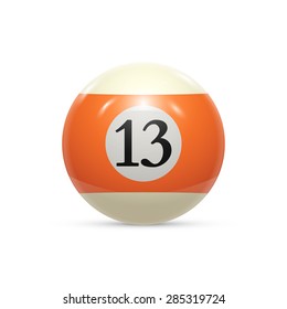 Billiard thirteen ball isolated on a white background vector illustration