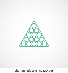 Billiard Triangle With Balls Green Line Icon On White Background
