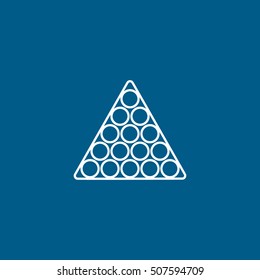 Billiard Triangle With Balls Line Icon On Blue Background