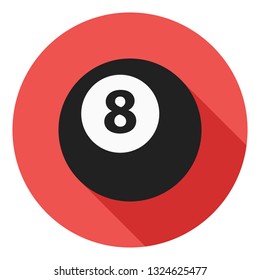 Billiard vector icon, 8 ball icon, sports ball symbol. Modern, flat long shadow vector icon for web site, mobile app, presentation