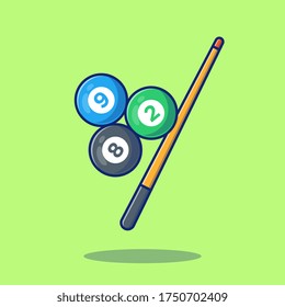 Billiard Vector Icon Illustration. Sport Billiard Pool Icon Concept Isolated Premium Vector. Flat Cartoon Style 