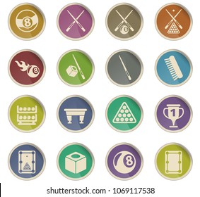 billiard vector icons in the form of round paper labels