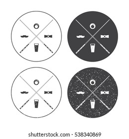 billiard vector labels set with crossed cues