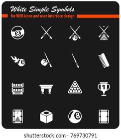 billiard white vector icons for web and user interface design